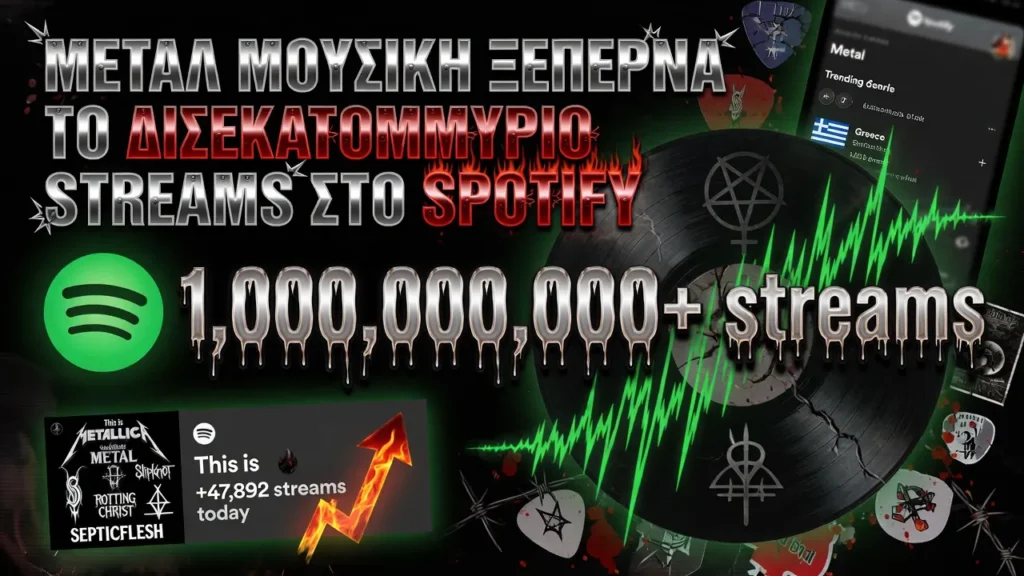 Περισσότερη μέταλ μουσική ξεπερνά το δισεκατομμύριο streams στο Spotify - ορίστε η πλήρης λίστα