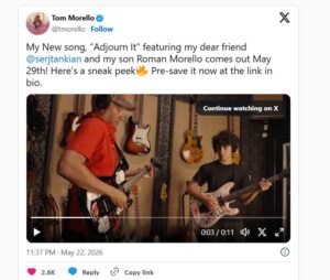 Μια πρώτη γεύση από το νέο single του Tom Morello “Adjourn It” με τη συμμετοχή του γιου του και του Serj Tankian