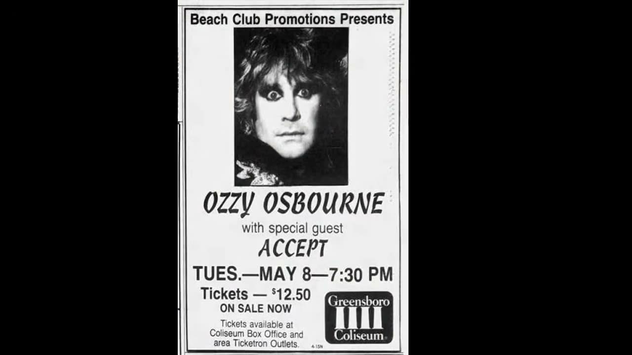 Αφίσα συναυλίας του Ozzy Osbourne με special guests τους Accept