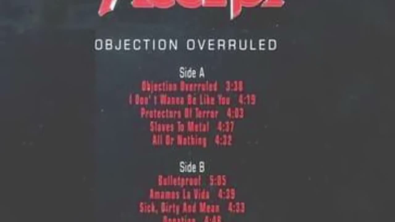 Το tracklist του Objection Overruled των Accept