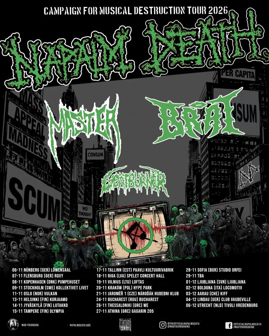 Αφίσα των Napalm Death στη Σόφια