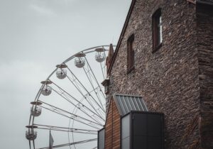 ride, ferris wheel, landmark, childhood, building, ferris wheel, building, building, building, building, building