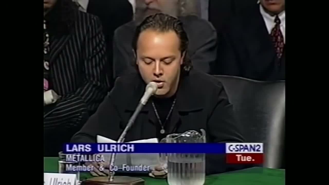 Ο Lars Ulrich των Metallica σε ακρόαση της Γερουσίας των ΗΠΑ για τη μουσική πειρατεία (C-SPAN2, 2000)