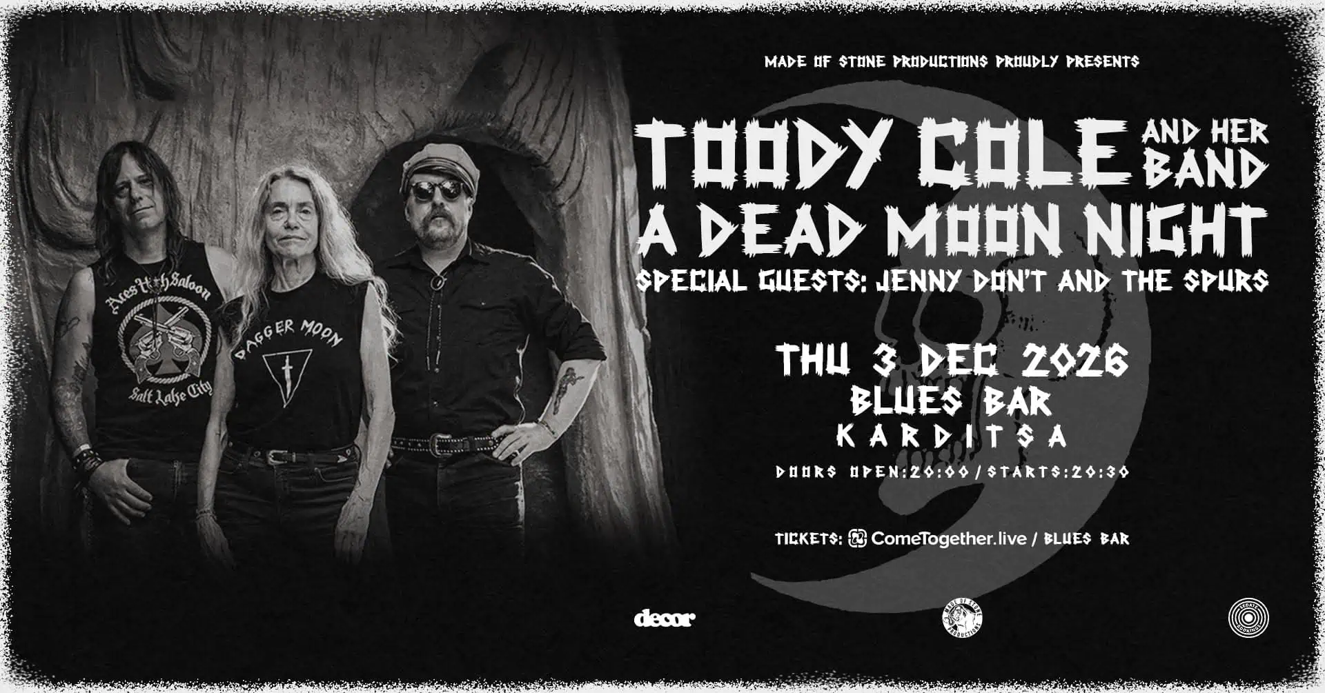 Αφίσα της συναυλίας των Toody Cole And Her Band στο Blues Bar της Καρδίτσας