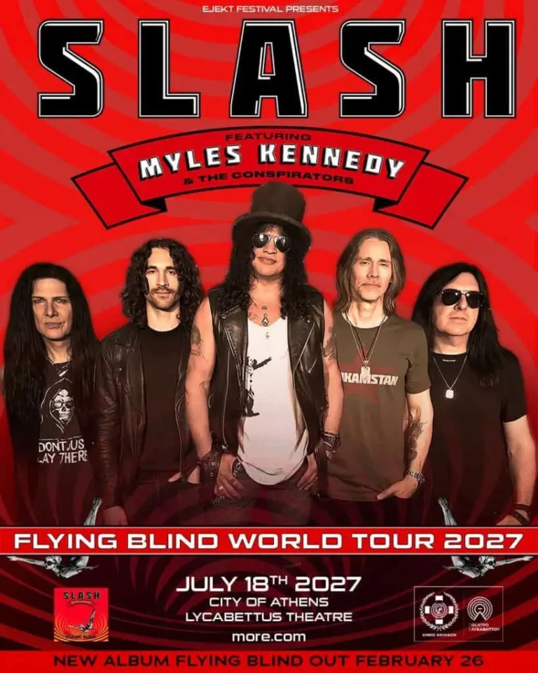 Αφίσα της συναυλίας των Slash ft. Myles Kennedy & The Conspirators στο Δημοτικό Θέατρο Λυκαβηττού